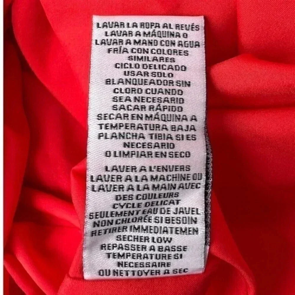 Nanette Lepore Women’s Size 14 Tie-Neck Ruffle-Hem Blouson Red Dress - Picture 5 of 10